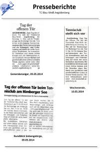 Presseberichte Mai 2014 - Tag der offenen T&uuml;r